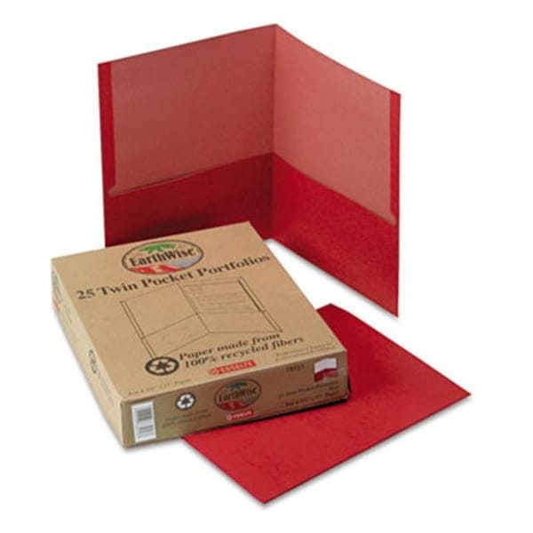 Earthwise By Oxford 78511 Earthwise 100 Percent Recycled Paper Twin-Pocket Portfolio Red 78511 - main